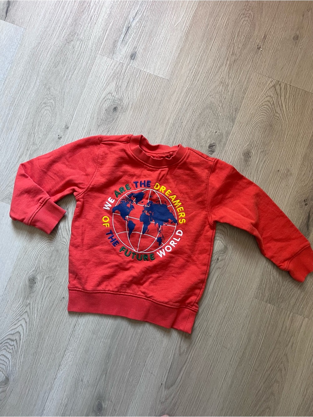 3/$80🌈 — OVS Kids Red Sweatshirt with Globe Graphic size 4-5Y